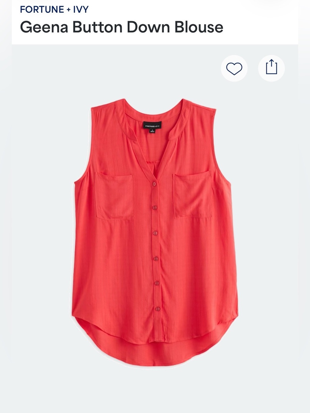 Fortune and Ivy Geena Button Down Blouse NWT